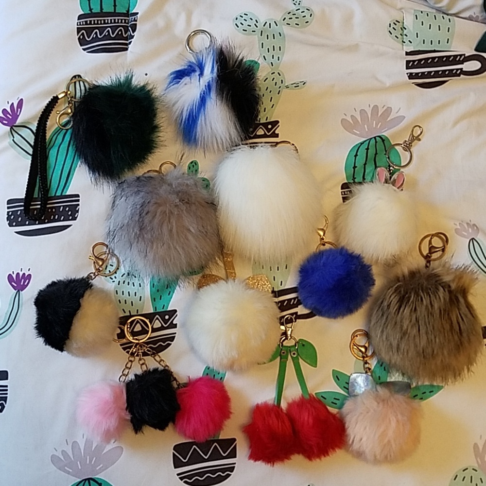 Pom Pom Faux Fur Ball Keychains